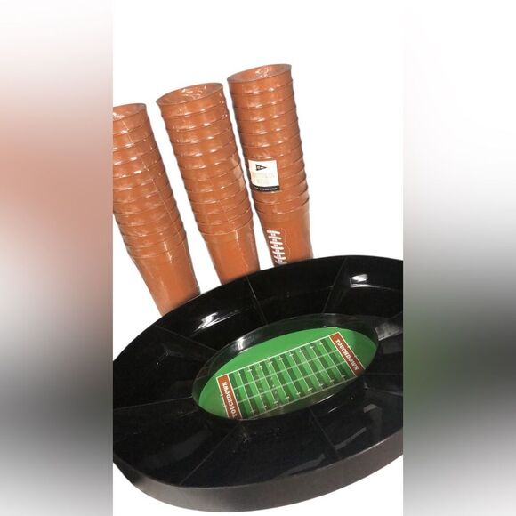 Target Football Party Disposable Tableware Set - Brown and Black - Picture 1 of 1